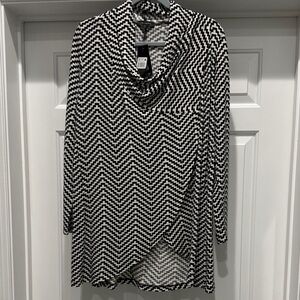 Black and White Chevron Cowl Neck Dress